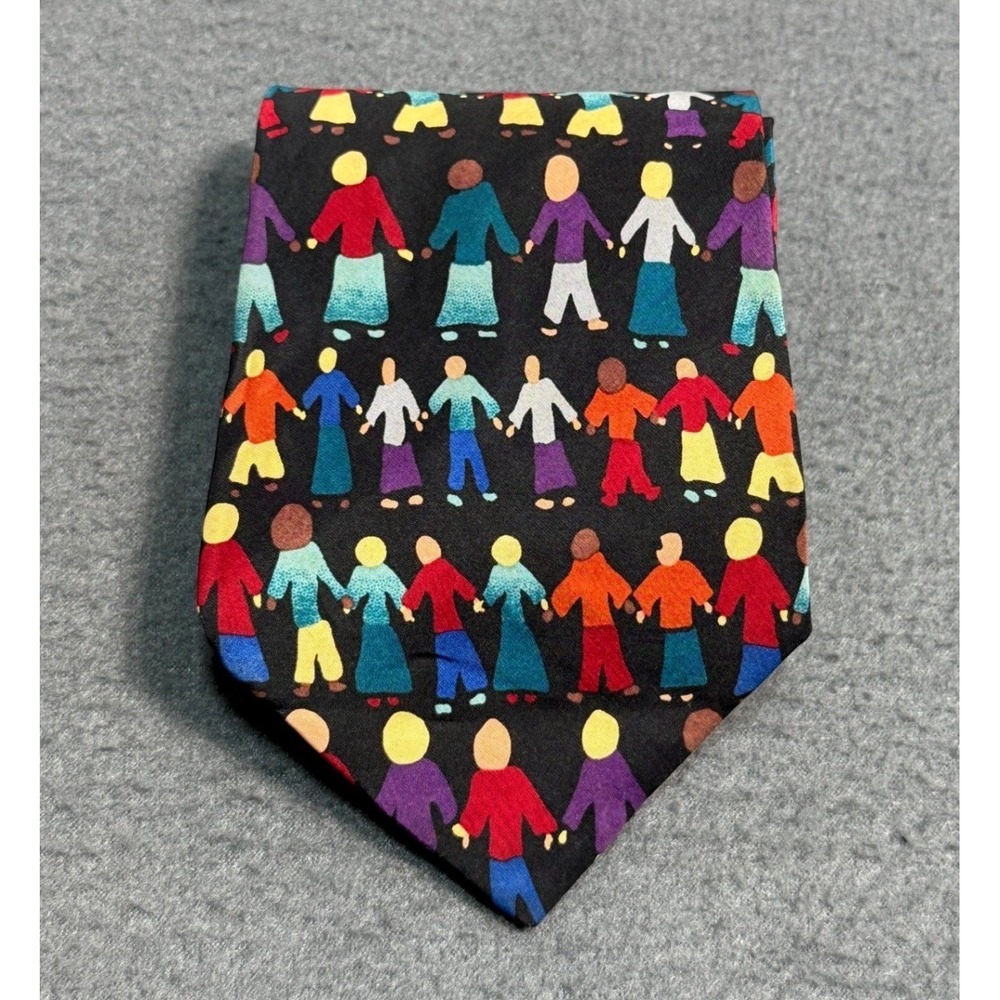 Save The Children Men's Necktie Tie Silk Children of The‎ World Kelly 90s Vtg